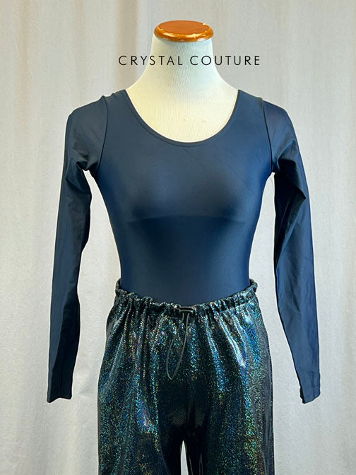 *Brand New* Navy Blue Long Sleeve Bodysuit with Navy Blue Metallic Drawstring Joggers
