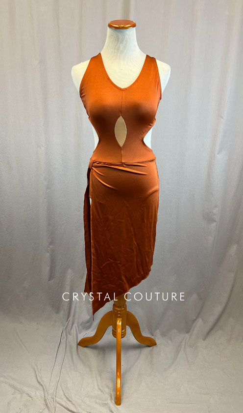 *Brand New* Burnt Orange Asymmetrical Dress with Cutouts