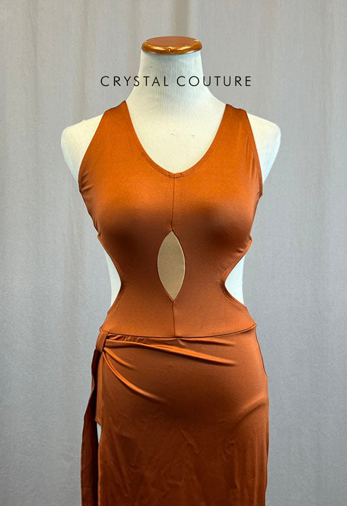 *Brand New* Burnt Orange Asymmetrical Dress with Cutouts