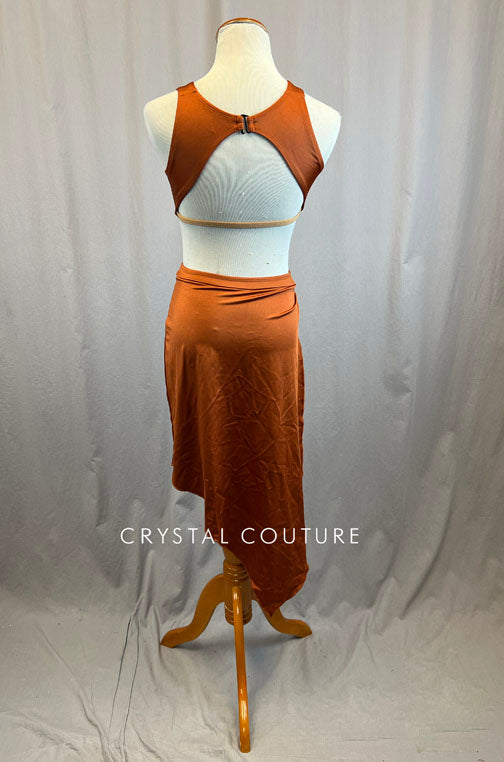 *Brand New* Burnt Orange Asymmetrical Dress with Cutouts