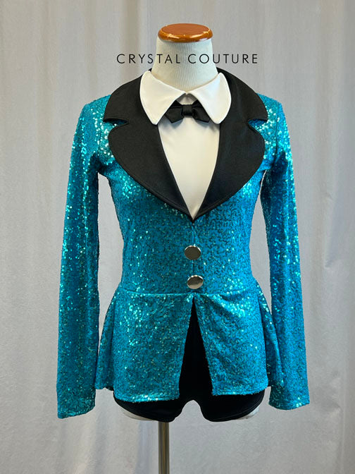 *Brand New* Turquoise Zsa Zsa Suit Leotard with Bow Tie