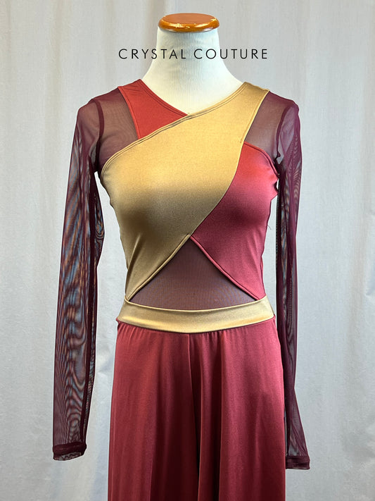 *Brand New* Maroon and Gold Pantsuit with Mesh Inserts and Sleeves