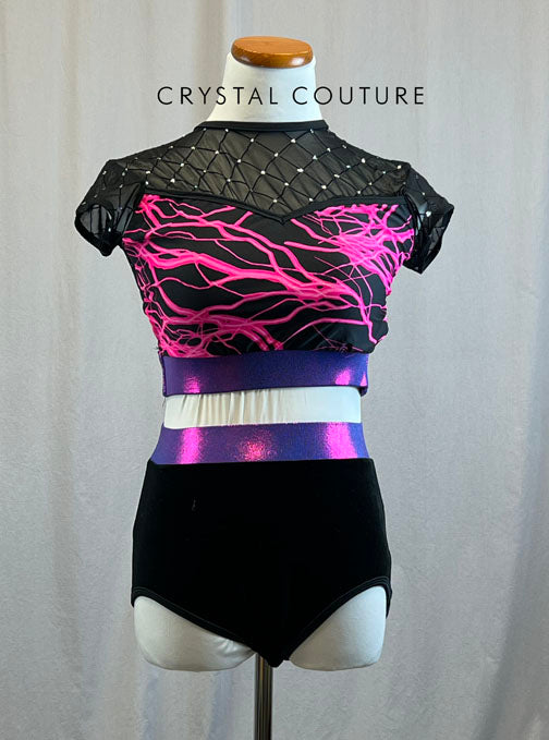 *Brand New* Custom Black and Pink Lightning Bolt Two-Piece