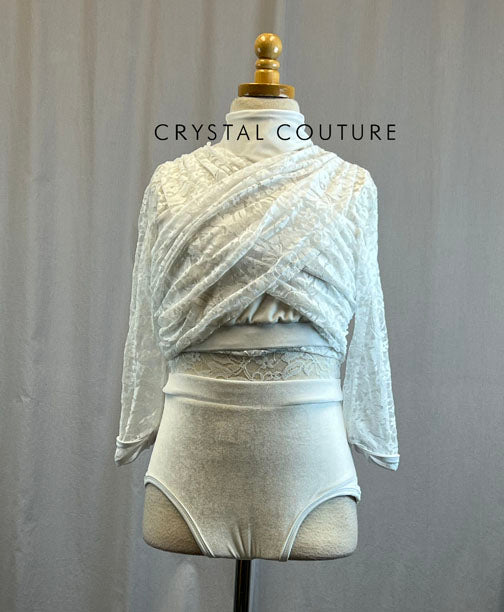 *Brand New* Custom White Lace Leotard with White Velvet Detail