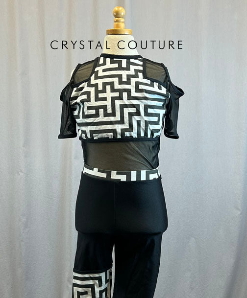 *Brand New* Custom Black and White Patterned Unitard