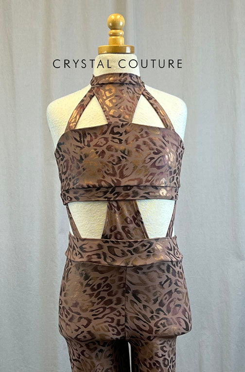 *Brand New* Mauve Metallic Cheetah Unitard with Cutouts