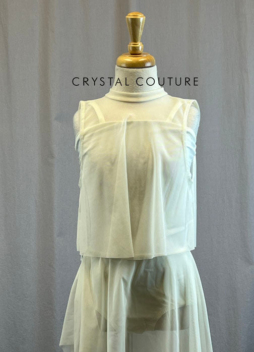 *Brand New* Ivory Mesh Dress with Mesh Tank Overlay