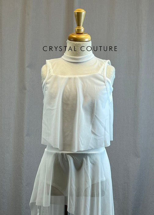 *Brand New* White Mesh Dress with Mesh Tank Overlay