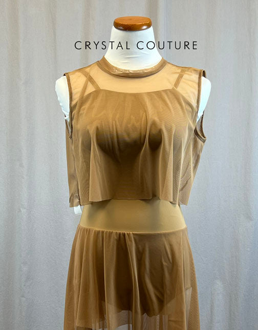 *Brand New* Tan Mesh Dress with Mesh Tank Overlay