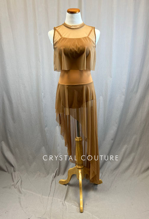 *Brand New* Brown Mesh Dress with Mesh Tank Overlay