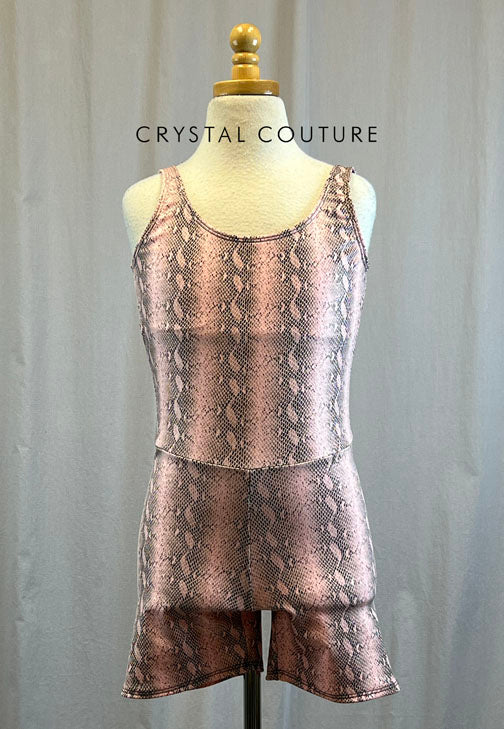 *Brand New* Light Pink Snakeskin Lycra Biketard