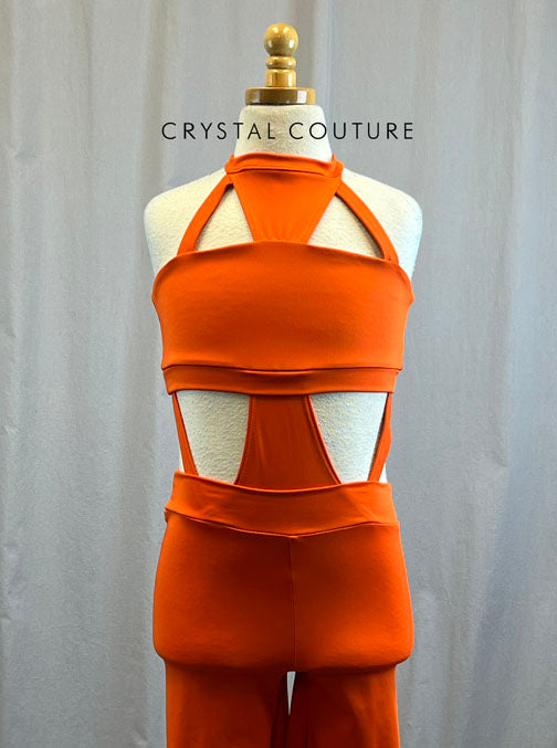 *Brand New* Orange Snakeskin Biketard with Cutouts