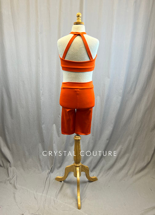 *Brand New* Orange Snakeskin Biketard with Cutouts