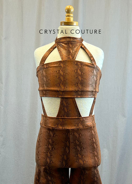 *Brand New* Burnt Orange Snakeskin Biketard with Cutouts