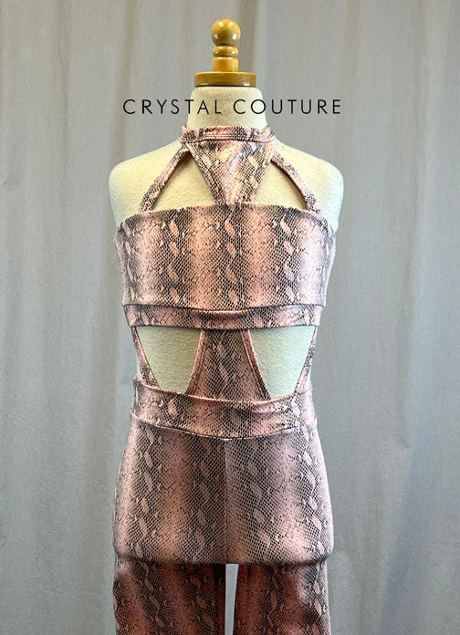 *Brand New* Light Pink Snakeskin Biketard with Cutouts