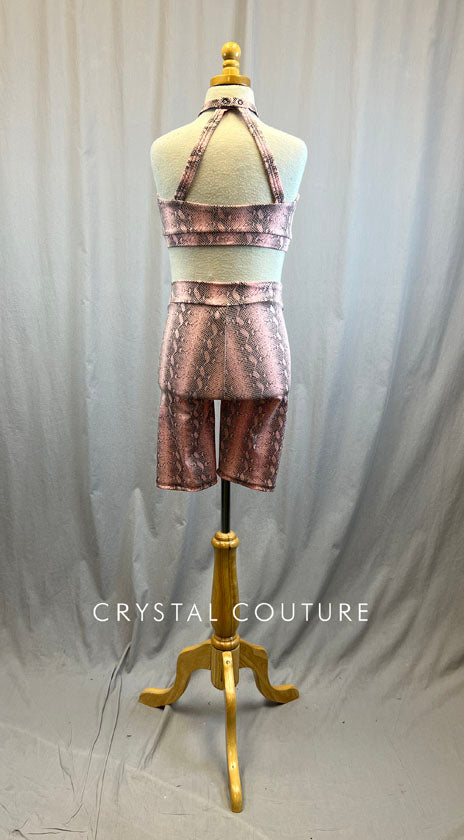 *Brand New* Light Pink Snakeskin Biketard with Cutouts