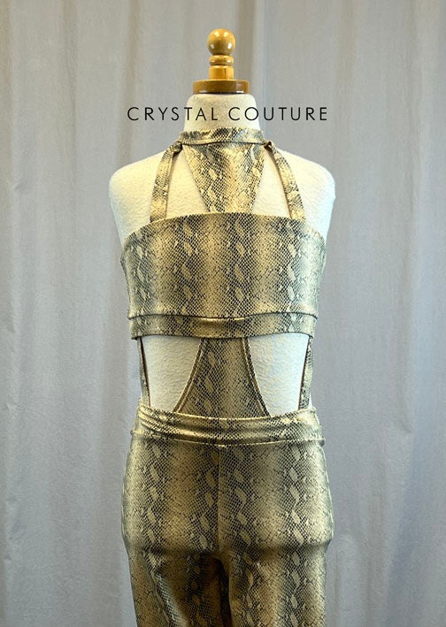 *Brand New* Tan Snakeskin Unitard with Cutouts