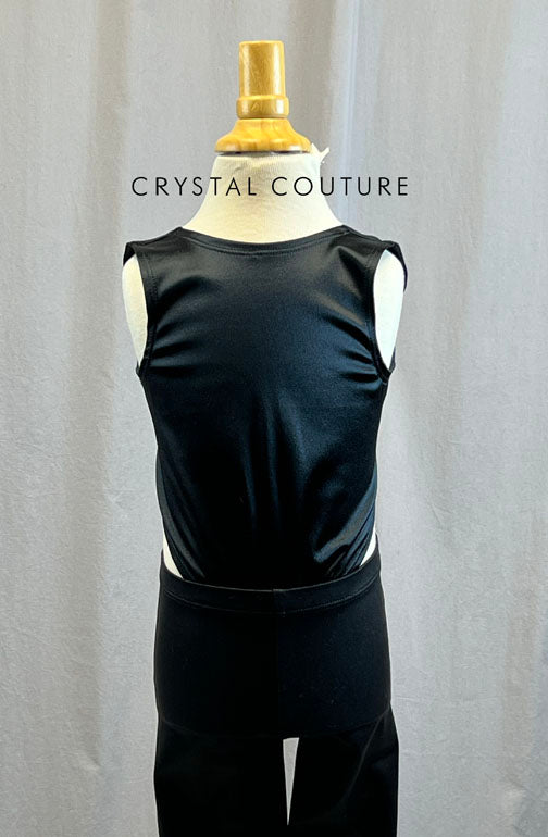 *Brand New* Black Satin and Pleather Unitard