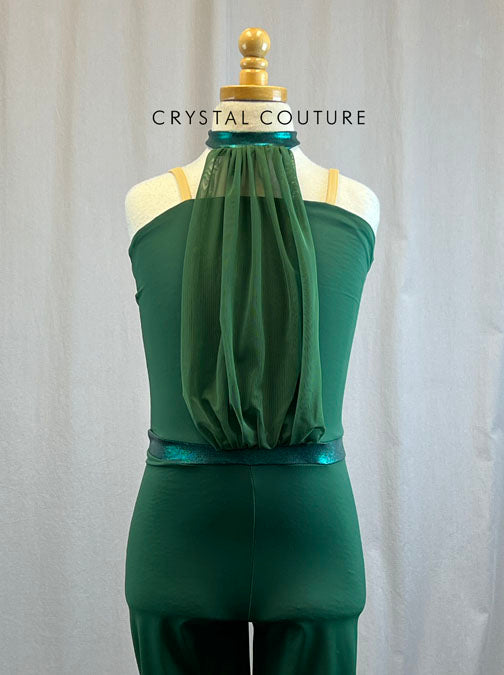 *Brand New* Forest Green Unitard and Mesh High Neck