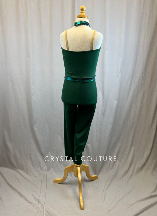 *Brand New* Forest Green Unitard and Mesh High Neck