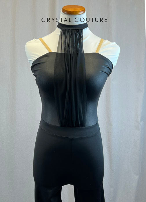*Brand New* Black Unitard and Mesh High Neck