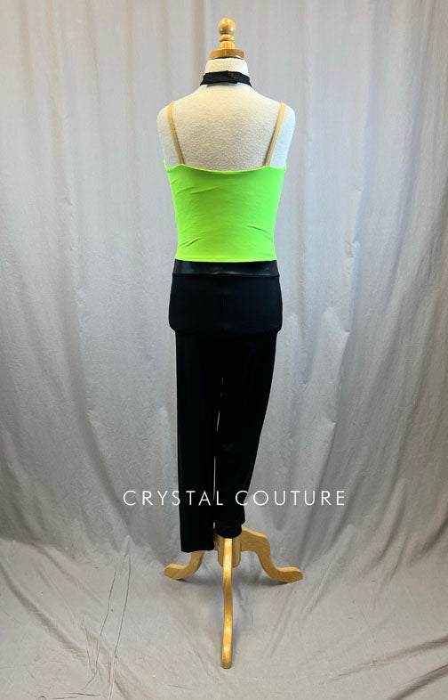 *Brand New* Lime Green and Black Unitard and Mesh High Neck