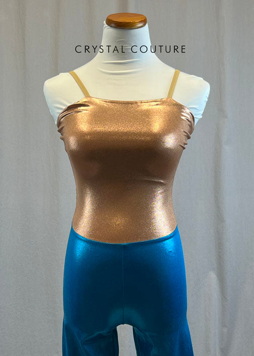 *Brand New* Metallic Rose Gold and Blue Colorblock Unitard