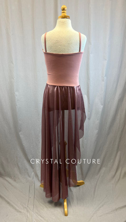 *Brand New* Mauve Pink Dress with Metallic High to Low Skirt