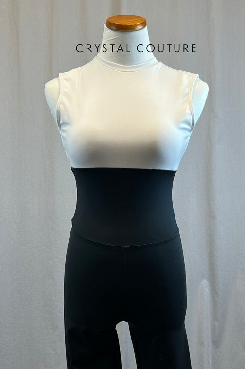 *Brand New* White and Black Color block Unitard