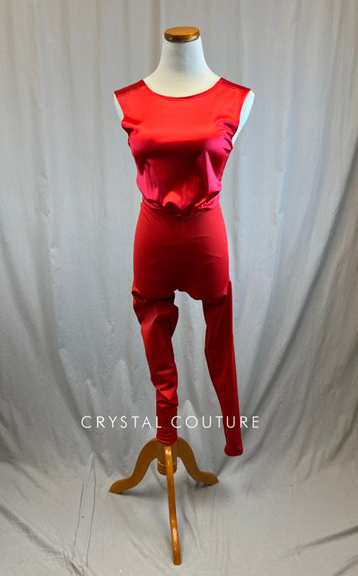 *Brand New* Red Satin and Lycra Unitard