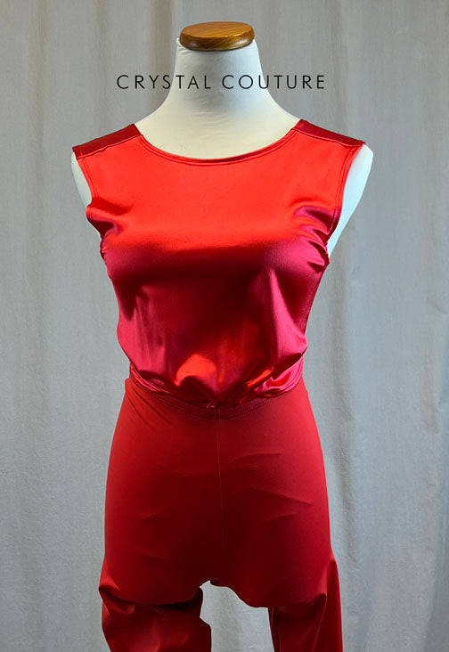 *Brand New* Red Satin and Lycra Unitard