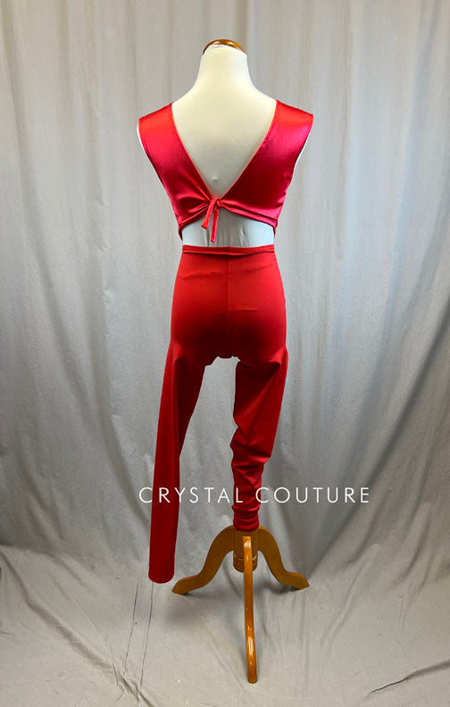 *Brand New* Red Satin and Lycra Unitard