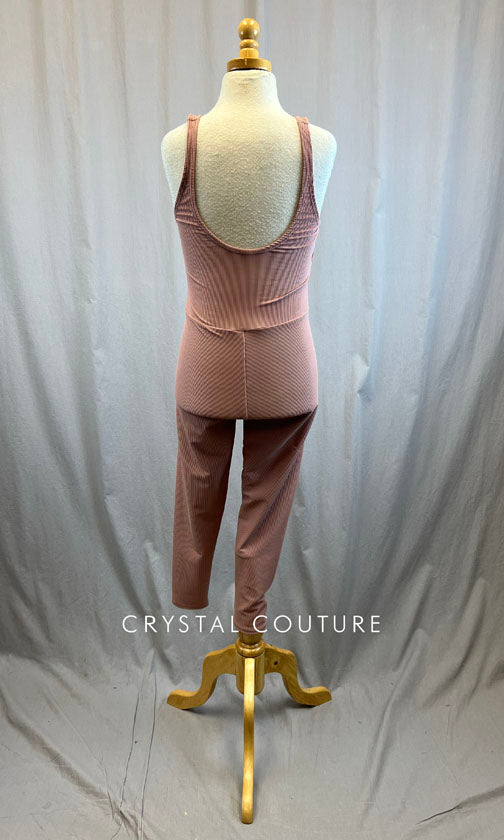 *Brand New* Blush Pink Ribbed Lycra Unitard