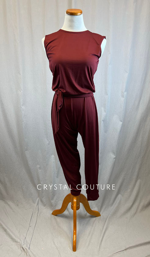 *Brand New* Maroon Blousy Unitard with Jogger Pants