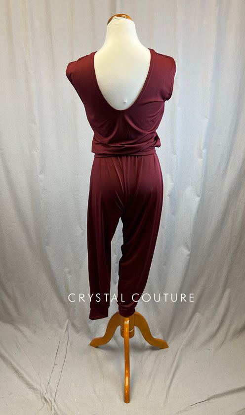 *Brand New* Maroon Blousy Unitard with Jogger Pants