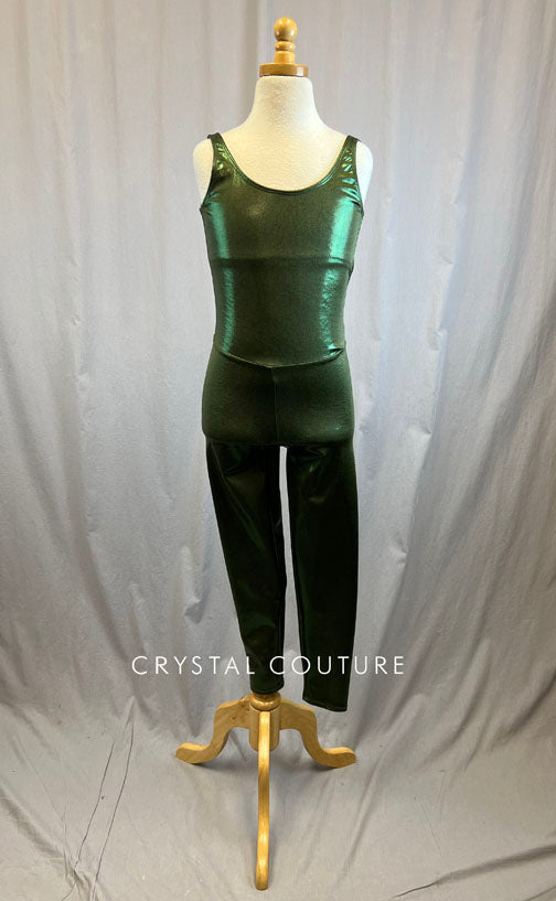 *Brand New* Olive Green Metallic Lycra Unitard