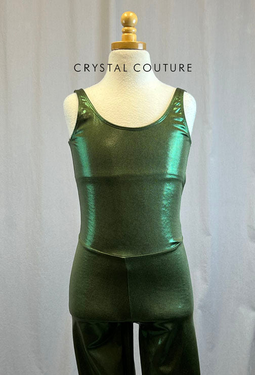 *Brand New* Olive Green Metallic Lycra Unitard