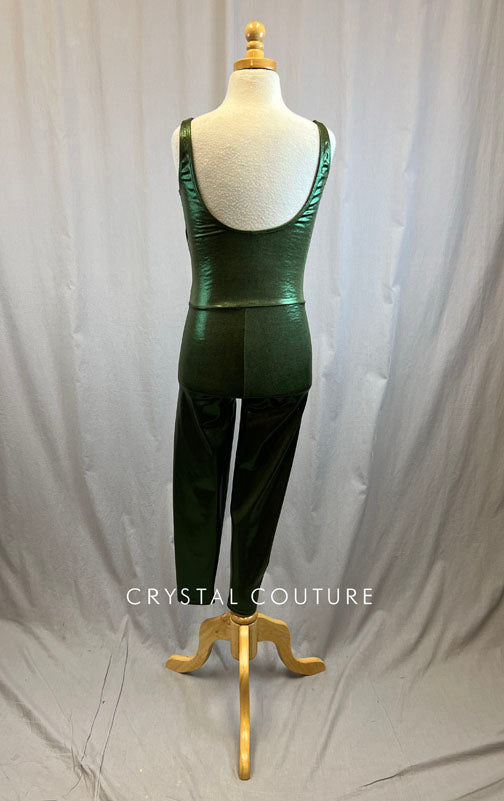 *Brand New* Olive Green Metallic Lycra Unitard