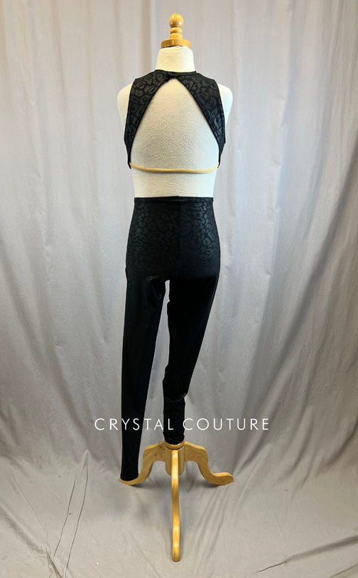 *Brand New* Black Pleather Cheetah Unitard with Cutouts