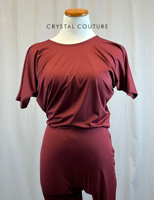*Brand New* Maroon Blousy T-Shirt Unitard with Jogger Pants