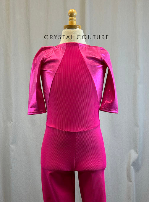 *Brand New* Hot Pink Metallic and Ribbed Unitard