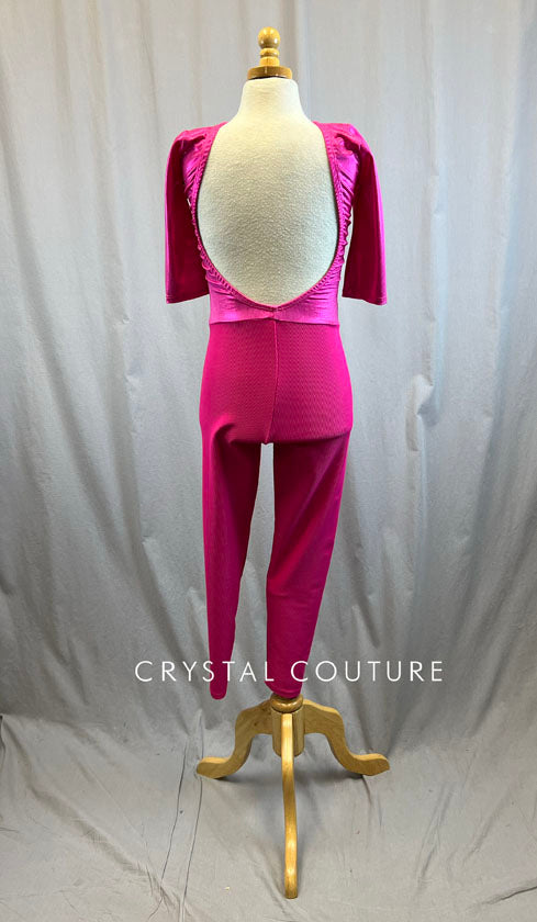 *Brand New* Hot Pink Metallic and Ribbed Unitard