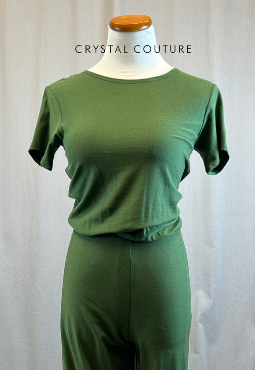 *Brand New* Olive Green Blousy T-Shirt Unitard with Jogger Pants