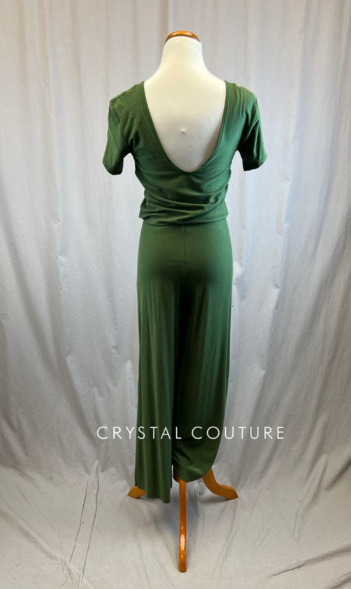 *Brand New* Olive Green Blousy T-Shirt Unitard with Jogger Pants