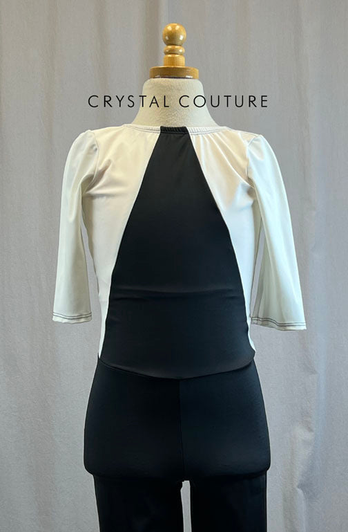 *Brand New* Black and White Colorblock Quarter Sleeve Unitard