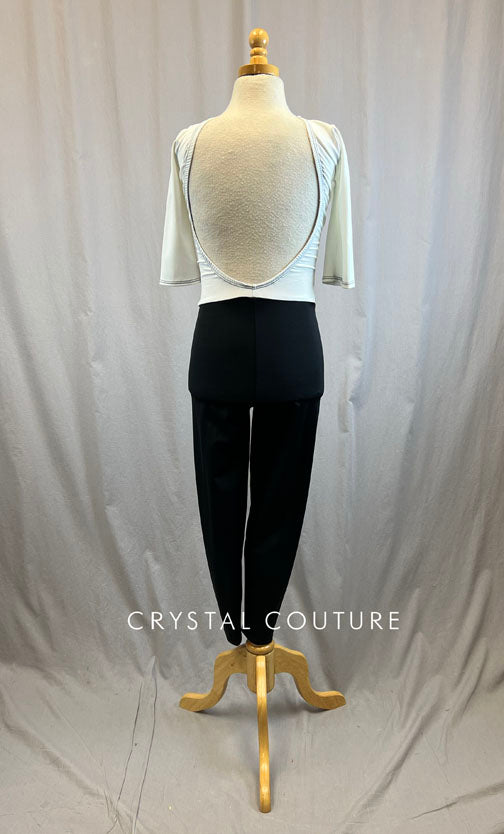 *Brand New* Black and White Colorblock Quarter Sleeve Unitard