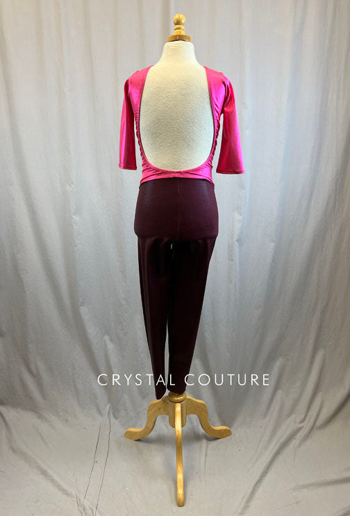 *Brand New* Hot Pink and Burgundy Metallic Unitard