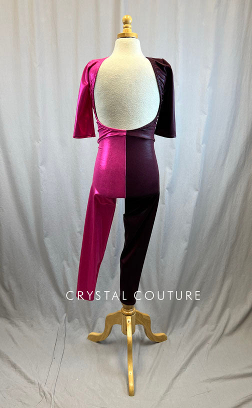 *Brand New* Hot Pink and Burgundy Metallic Unitard