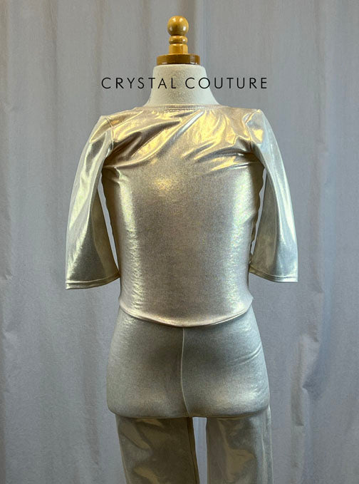 *Brand New* Ivory Metallic Lycra Unitard