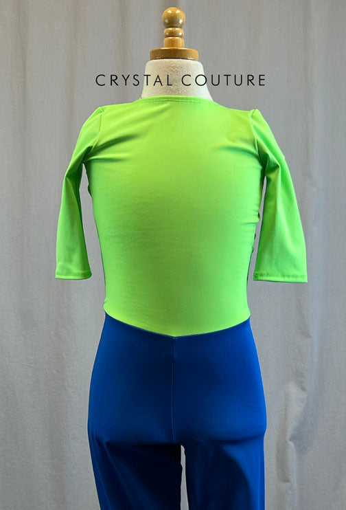 *Brand New* Lime Green and Blue Lycra Unitard